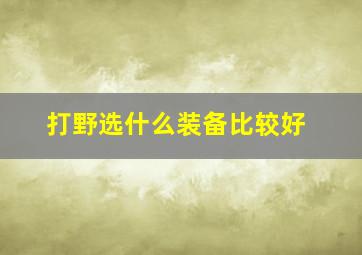 打野选什么装备比较好