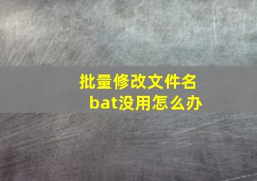 批量修改文件名bat没用怎么办