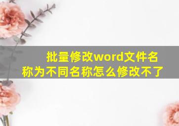 批量修改word文件名称为不同名称怎么修改不了