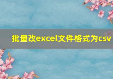 批量改excel文件格式为csv