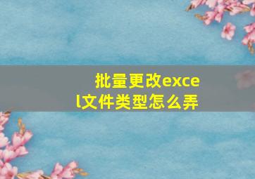 批量更改excel文件类型怎么弄