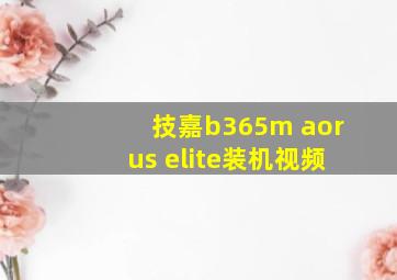 技嘉b365m aorus elite装机视频