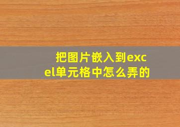 把图片嵌入到excel单元格中怎么弄的