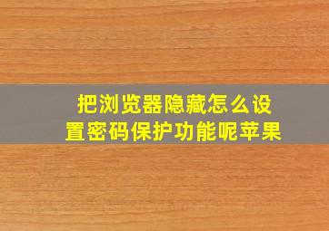 把浏览器隐藏怎么设置密码保护功能呢苹果