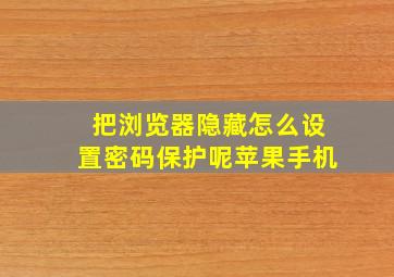 把浏览器隐藏怎么设置密码保护呢苹果手机