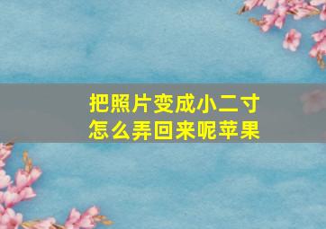 把照片变成小二寸怎么弄回来呢苹果