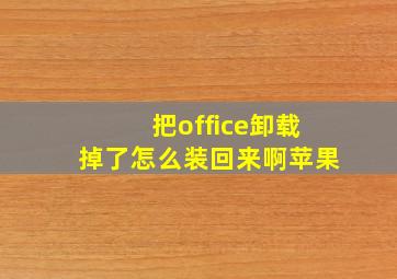 把office卸载掉了怎么装回来啊苹果