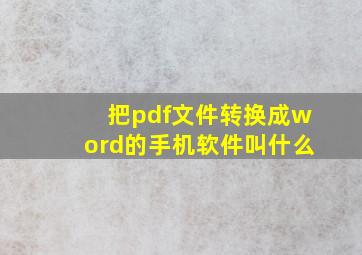 把pdf文件转换成word的手机软件叫什么