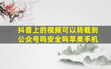 抖音上的视频可以转载到公众号吗安全吗苹果手机