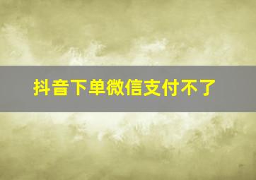 抖音下单微信支付不了