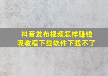 抖音发布视频怎样赚钱呢教程下载软件下载不了