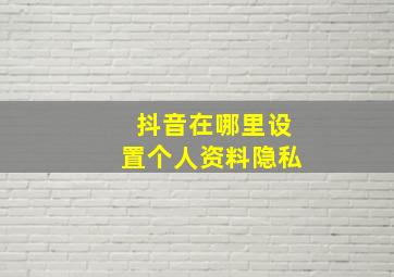 抖音在哪里设置个人资料隐私