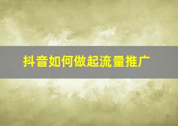 抖音如何做起流量推广