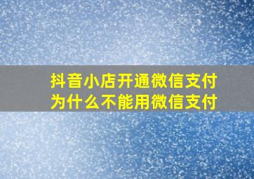 抖音小店开通微信支付为什么不能用微信支付