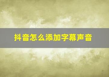 抖音怎么添加字幕声音