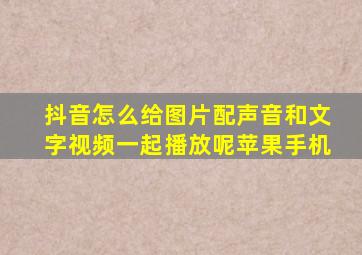 抖音怎么给图片配声音和文字视频一起播放呢苹果手机