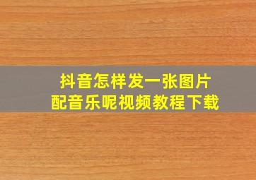 抖音怎样发一张图片配音乐呢视频教程下载