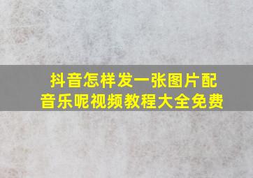 抖音怎样发一张图片配音乐呢视频教程大全免费