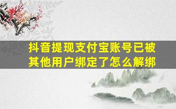 抖音提现支付宝账号已被其他用户绑定了怎么解绑