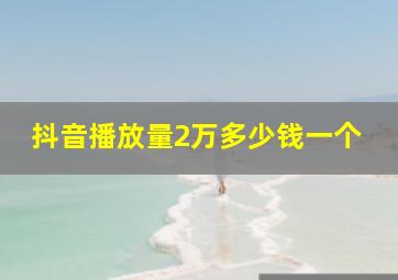 抖音播放量2万多少钱一个