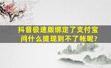 抖音极速版绑定了支付宝问什么提现到不了帐呢?