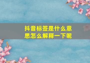 抖音标签是什么意思怎么解释一下呢