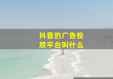 抖音的广告投放平台叫什么