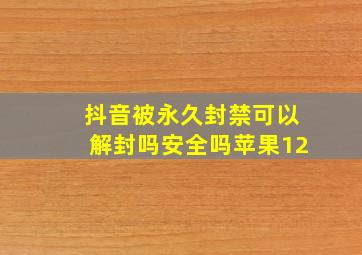 抖音被永久封禁可以解封吗安全吗苹果12