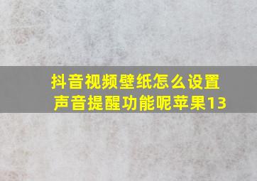 抖音视频壁纸怎么设置声音提醒功能呢苹果13