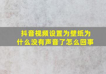 抖音视频设置为壁纸为什么没有声音了怎么回事