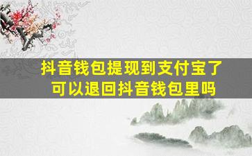 抖音钱包提现到支付宝了 可以退回抖音钱包里吗