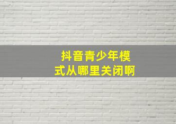 抖音青少年模式从哪里关闭啊