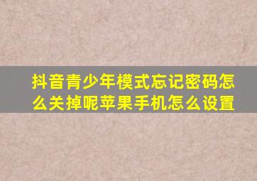 抖音青少年模式忘记密码怎么关掉呢苹果手机怎么设置