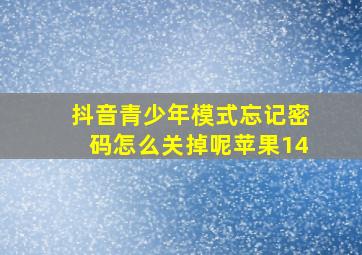 抖音青少年模式忘记密码怎么关掉呢苹果14