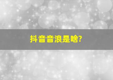 抖音音浪是啥?