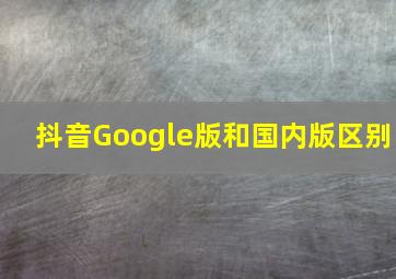 抖音Google版和国内版区别