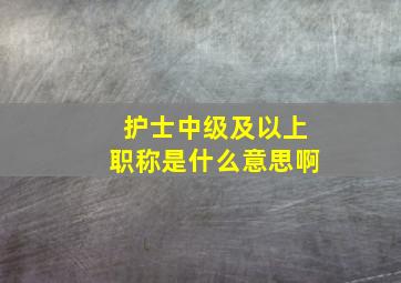 护士中级及以上职称是什么意思啊