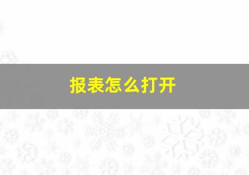 报表怎么打开