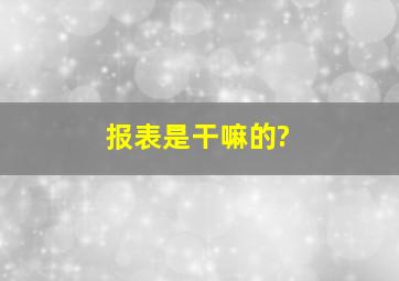 报表是干嘛的?