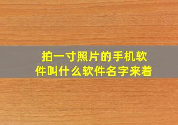 拍一寸照片的手机软件叫什么软件名字来着