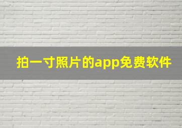 拍一寸照片的app免费软件