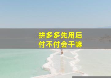 拼多多先用后付不付会干嘛