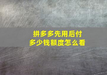 拼多多先用后付多少钱额度怎么看