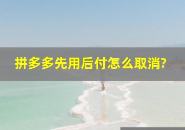 拼多多先用后付怎么取消?