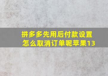 拼多多先用后付款设置怎么取消订单呢苹果13