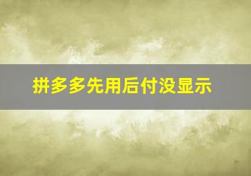 拼多多先用后付没显示