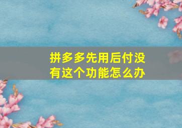 拼多多先用后付没有这个功能怎么办