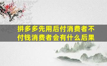 拼多多先用后付消费者不付钱消费者会有什么后果