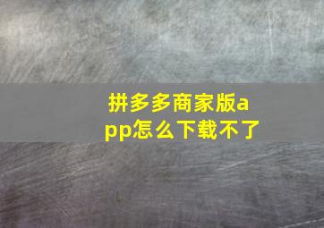 拼多多商家版app怎么下载不了