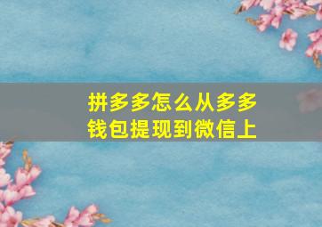 拼多多怎么从多多钱包提现到微信上